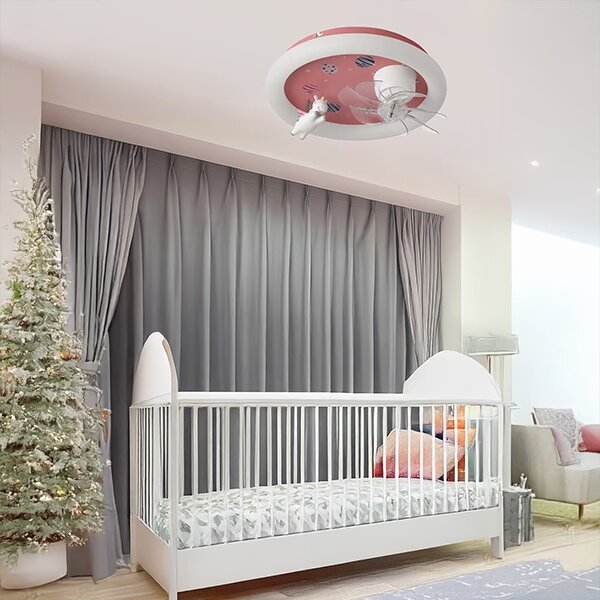 LED детско димируемо таванно осветително тяло с вентилатор LED/48W/230V 3000/4000/6000K розово