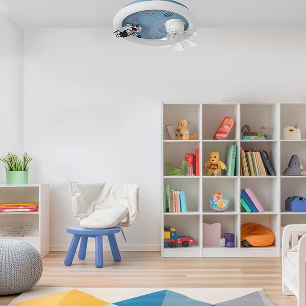 LED димируемо таванно осветително тяло за детска стая с вентилатор LED/48W/230V 3000/4000/6000K синьо