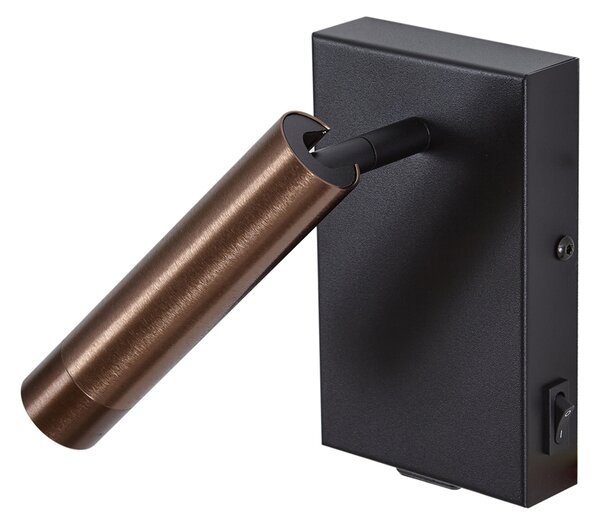 Модерна стенна лампа черна с тъмен бронз, регулируема с USB-C - Croft
