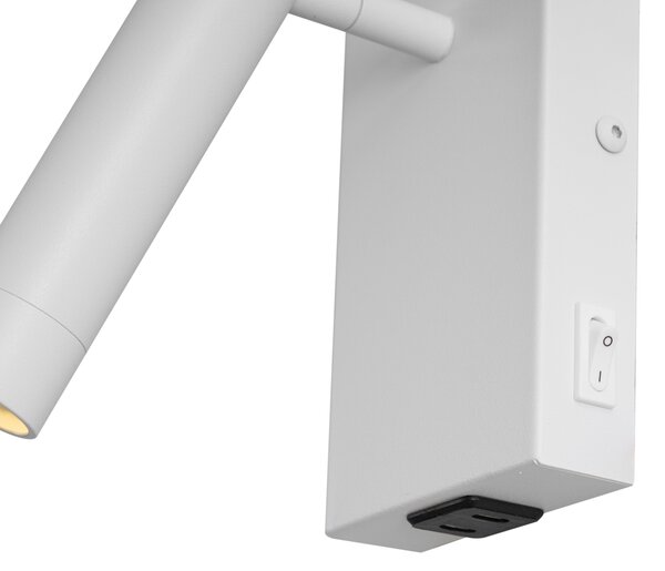 Модерна стенна лампа бяла регулируема с USB-C - Croft