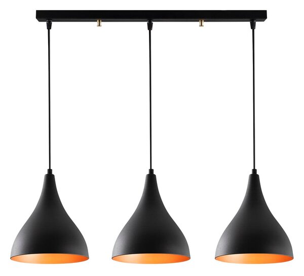Черно висящо осветително тяло с метален абажур Sağlam – Opviq lights