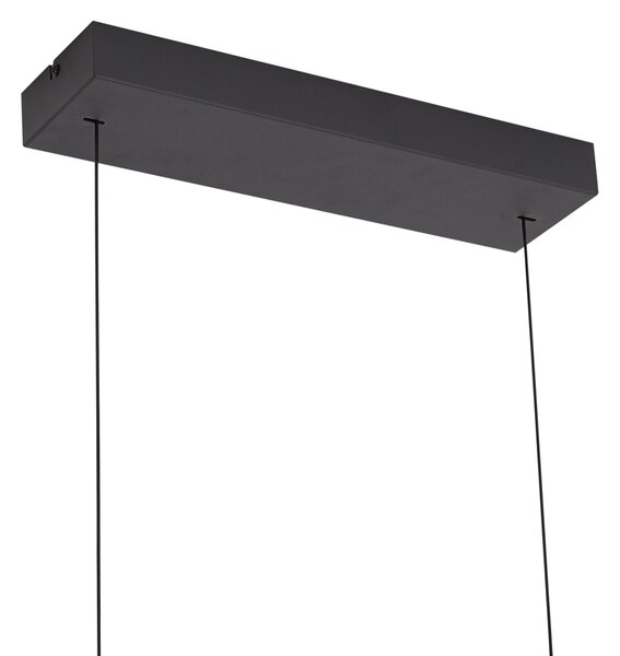 Модерен висящ лампион черен с димно стъкло, включително LED Easylift - Catch