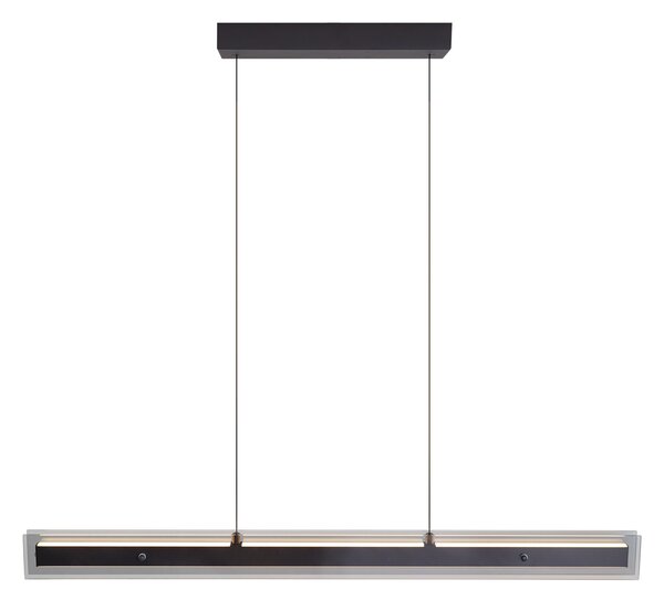Модерен висящ лампион черен с димно стъкло, включително LED Easylift - Catch