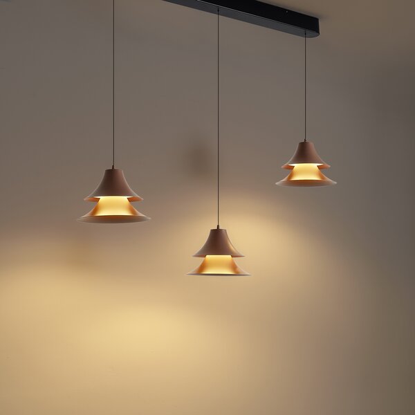 Висяща лампа черна с мока, включваща LED 3-степенно димиране 3 светлини Easylift - Witch