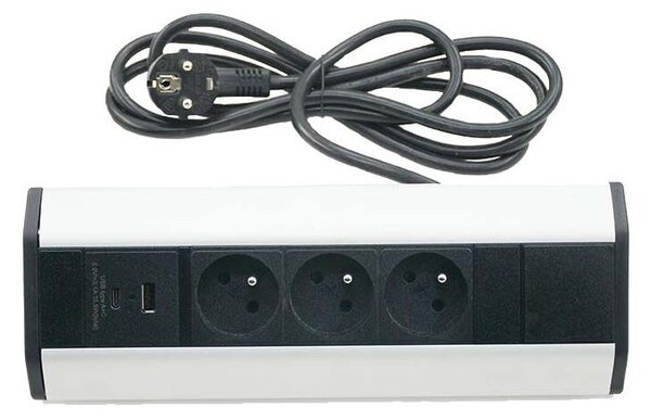 Ъглов контакт 3x 230V + USB-A 3,1A + USB-C 15,5W 230V