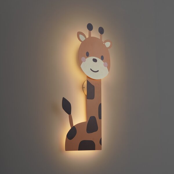 Детска стенна лампа кафява с LED 3-степенно димиране - Gigi the Giraffe