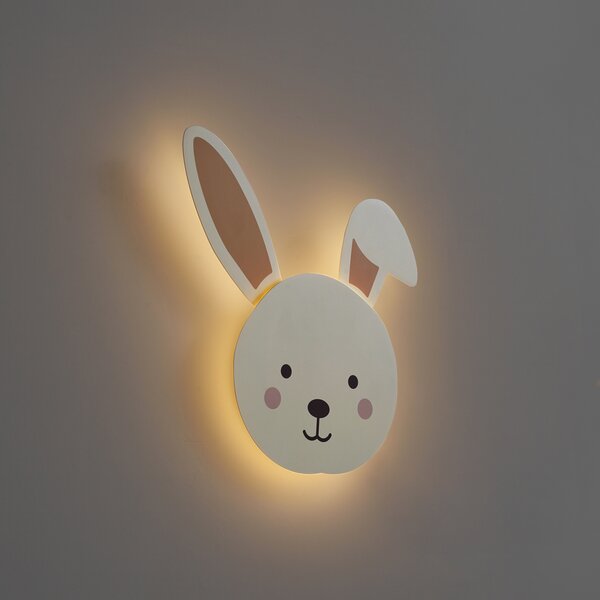 Детска стенна лампа бежова с детайли, включваща LED димируема в 3 стъпки - Benny the Bunny
