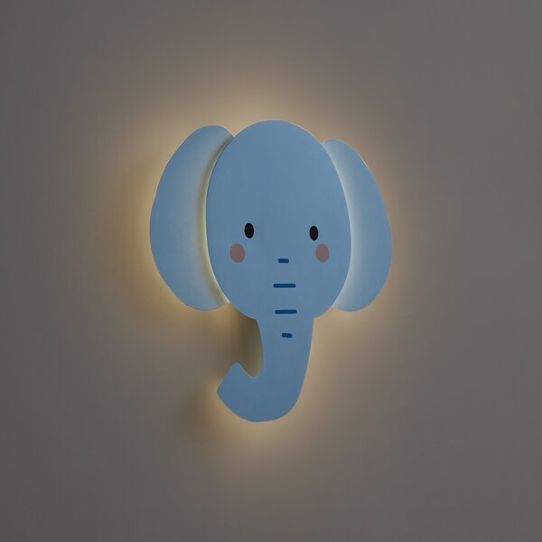 Детска стенна лампа синя с LED 3-степенно димиране - Ellie the Elephant