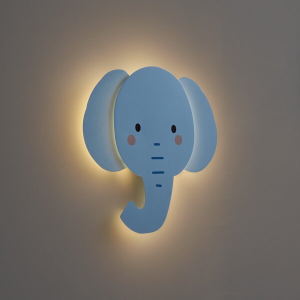 Детска стенна лампа синя с LED 3-степенно димиране - Ellie the Elephant