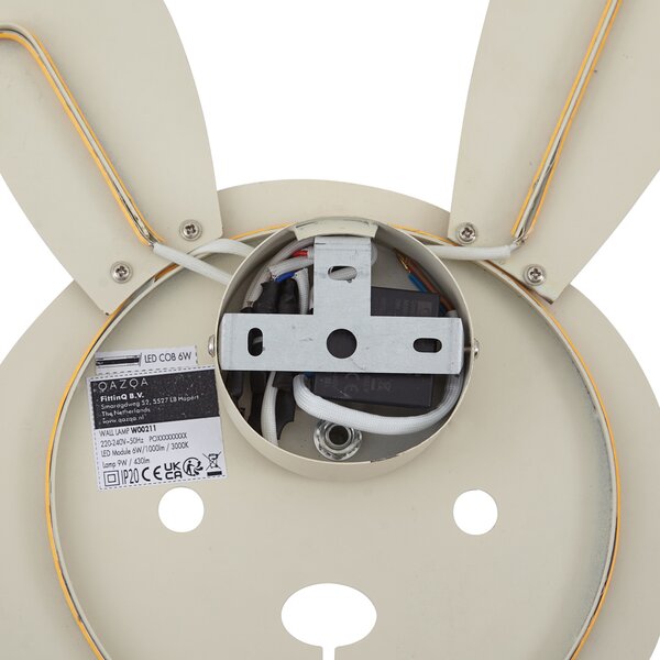 Детска стенна лампа бежова с LED 3-степенно димиране - Benny the Bunny