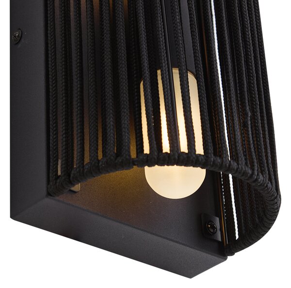 Japandi стенна лампа черна с въже IP44 - Jayla