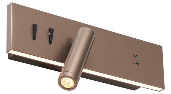 Комплект от 2 модерни стенни лампи тъмен бронз регулируеми с USB-C вкл. LED - Modric