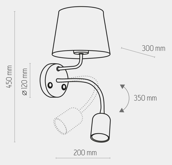 Аплик MAJA 1xE27/15W/230V + 1xGU10/10W/230V черен