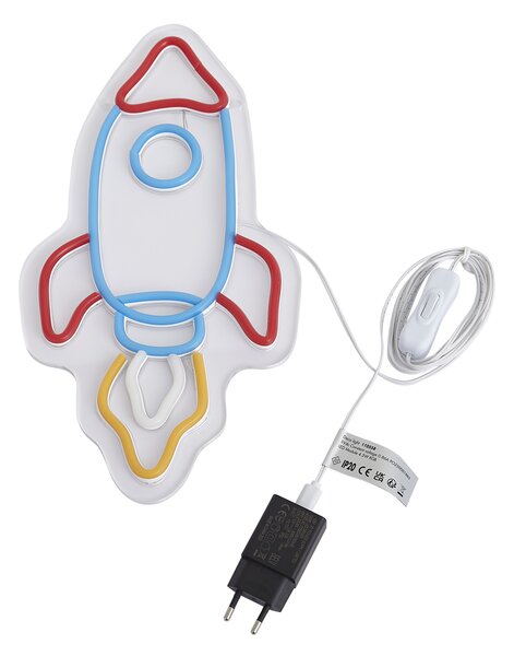 Неонова стенна лампа многоцветна с LED - Rocket