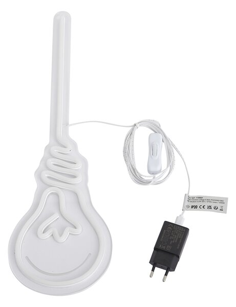 Неонова стенна лампа топло бяла с LED - Light Bulb