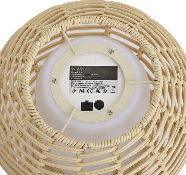 Външна настолна лампа Taupe 25cm вкл. LED акумулаторна с USB-C IP44 - Oli