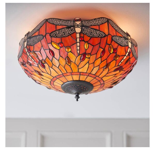 Endon 70721 - Плафон Tiffany DRAGONFLY, 2x E27/60W/230V, диаметър 41 см