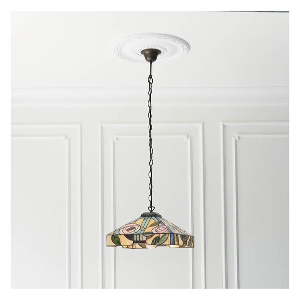 Endon 64385 - Полилей с верига Tiffany WILLOW 1xE27/60W/230V, диаметър 35 см