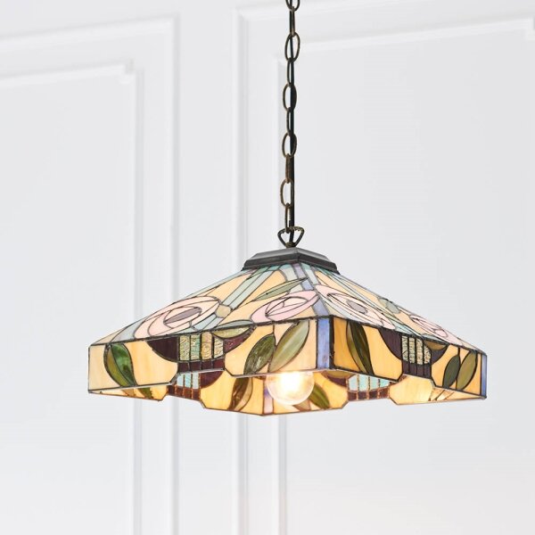 Endon 64385 - Полилей с верига Tiffany WILLOW 1xE27/60W/230V, диаметър 35 см