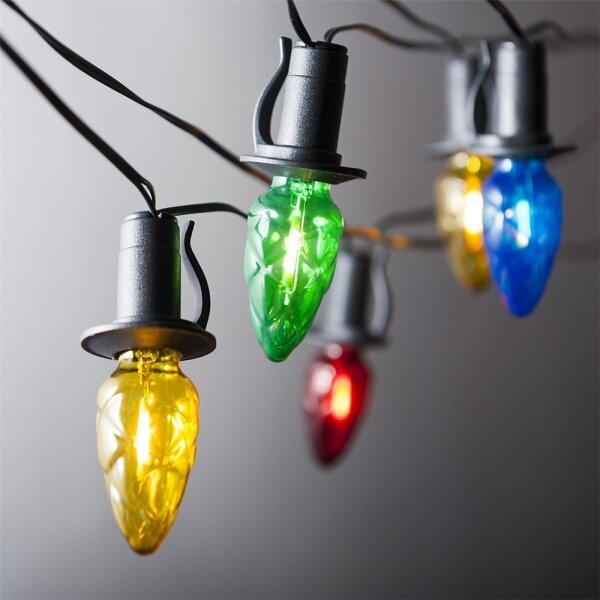 Разширителна външна LED гирлянда CONE FILAMENT 20xE10 14m цветна/топло бяла IP44