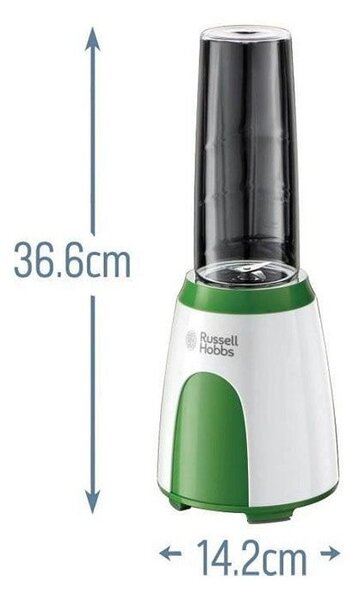 Блендер Russell Hobbs Explore Mix & Go Cool 25160-56, 300 W, 600 мл, Без BPA, Неръждаема стомана, Ергономичен дизайн, Бял/зелен