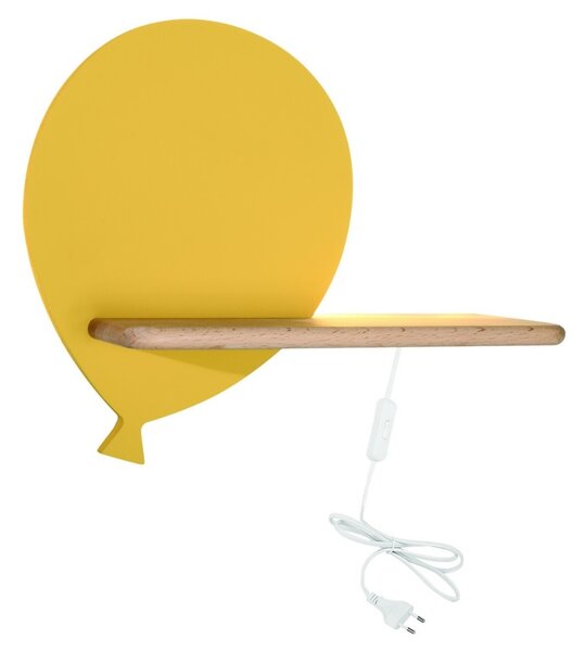 LED Детски аплик с рафт BALLOON LED/4W/230V жълти/дърво