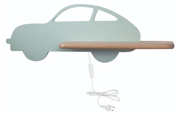 LED Детски аплик с рафт CAR LED/5W/230V зелен/дърво