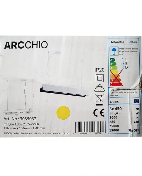 Arcchio - LED Димируем пендел OLINKA 5xLED/5,4W/230V