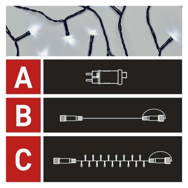 LED гирлянд за външна употреба, 100 LED / 15 м, IP44, студено бяло