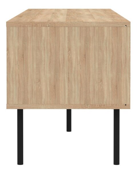 Масичка за телевизор с дъбов декор в бял и естествен цвят 165x40 cm Ampère - TemaHome