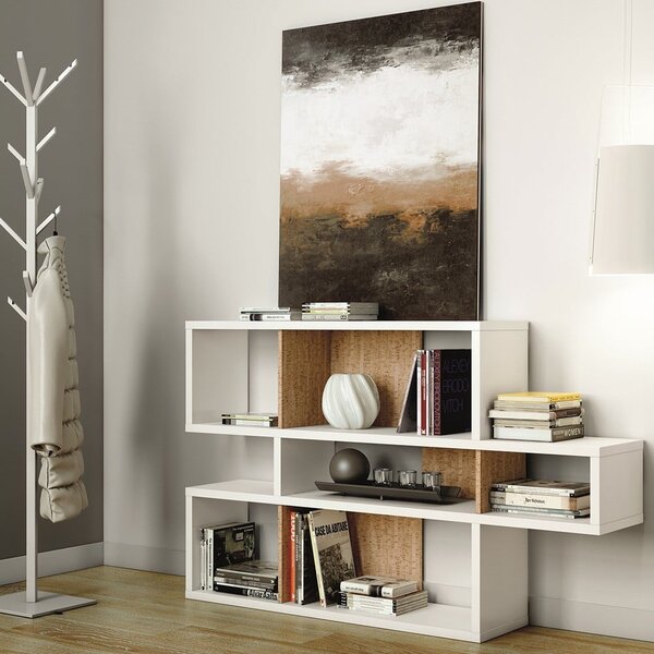 Бял шкаф за книги в дъб 156x100 cm London - TemaHome