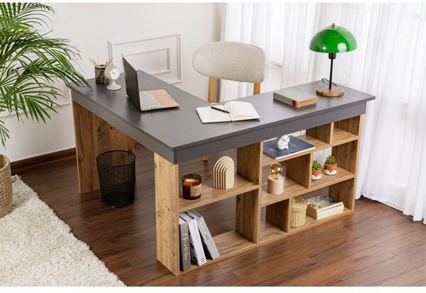 Работна маса с боров декор 120x130 cm Vesper – Kalune Design