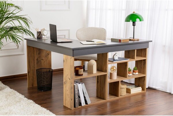 Работна маса с боров декор 120x130 cm Vesper – Kalune Design
