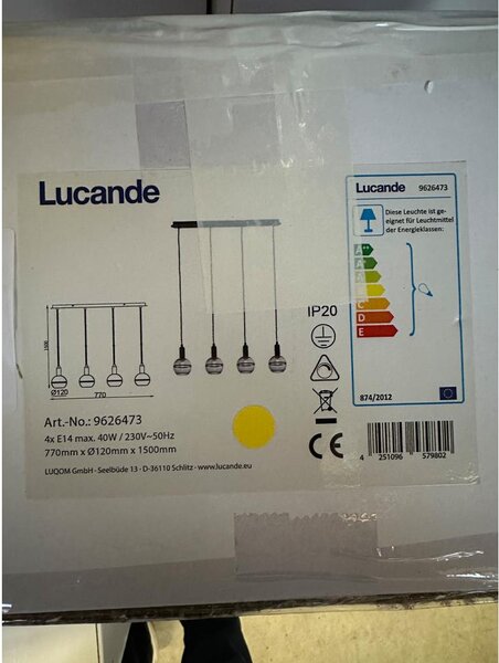 Lucande - Пендел ABLY 4xE14/40W/230V