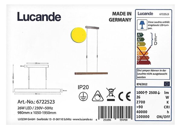 Rothfels - LED Димируем пендел ALIN LED/26W/230V