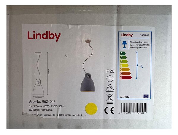 Lindby - Пендел MORTON 1xE27/60W/230V