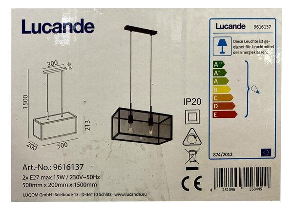 Lucande - Пендел BEYZA 2xE27/15W/230