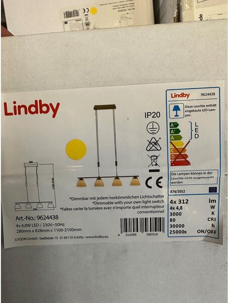 Lindby - LED Димируем пендел CERSEI 4xLED/4,8W/230V