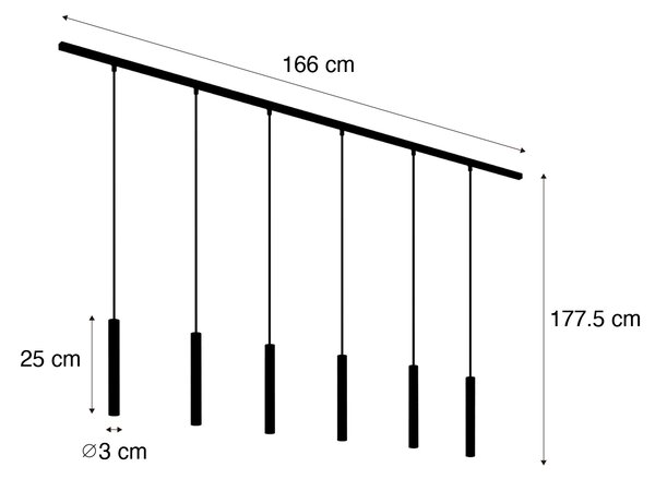 Modern railsysteem met 6 hanglampen wit 1-fase - Slimline Keno