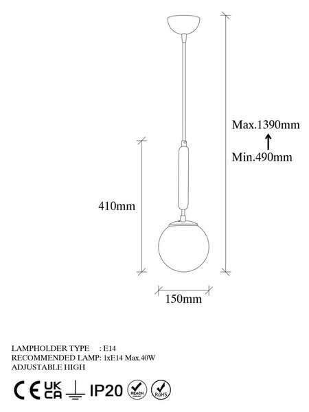 Висящо осветително тял златно със стъклен абажур ø 15 cm King – Opviq lights