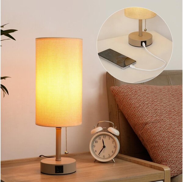 Brilagi - Настолна лампа с USB порт TABLON 1xE27/25W/230V бежова