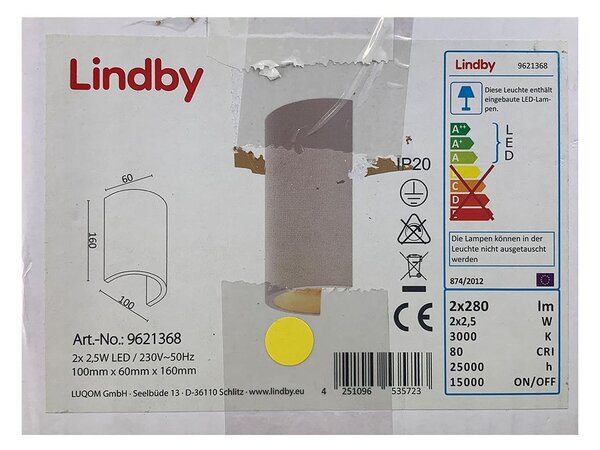 Lindby - LED аплик JENKE 2xLED/2,5W/230V