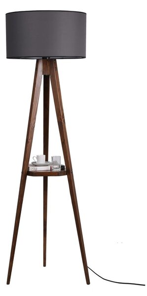 Черна и кафява подова лампа с текстилен абажур (височина 176 cm) Sehbalı Tripod – Opviq lights