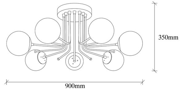 Бяло/златно осветително тяло за таван със стъклен абажур ø 15 cm Daisy – Opviq lights