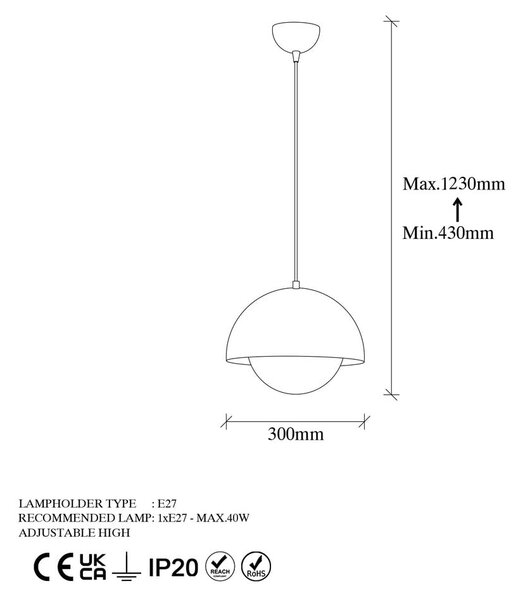 Висящо осветително тял златно със стъклен абажур ø 20 cm Camgoz – Opviq lights