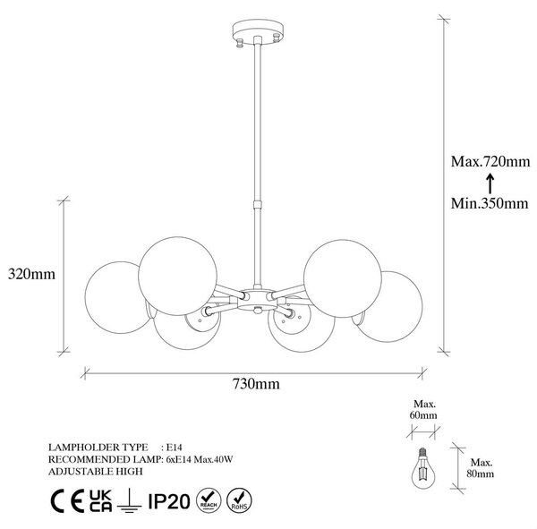 Висящо осветително тял златно със стъклен абажур ø 73 cm Akkas – Opviq lights