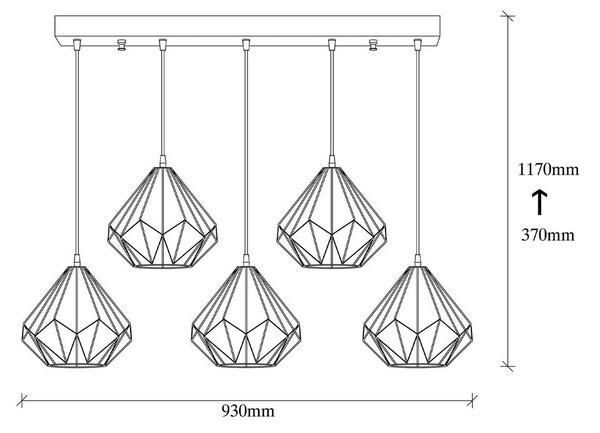 Черно висящо осветително тял с метален абажур Diamond – Opviq lights