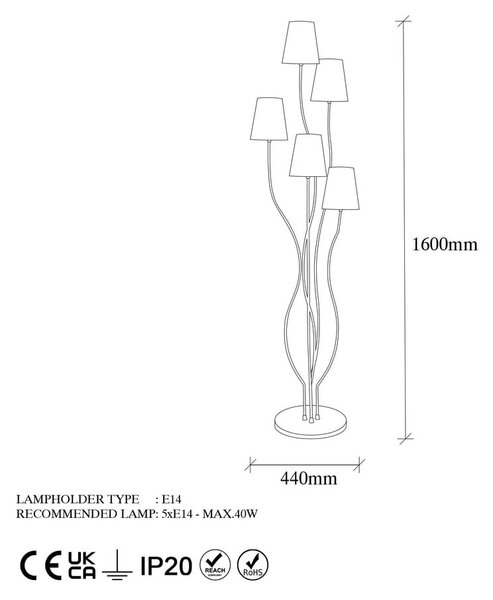 Подова лампа с текстилен абажур (височина 160 cm) Bonibos – Opviq lights