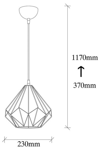 Черно висящо осветително тял ø 23 cm Diamond – Opviq lights