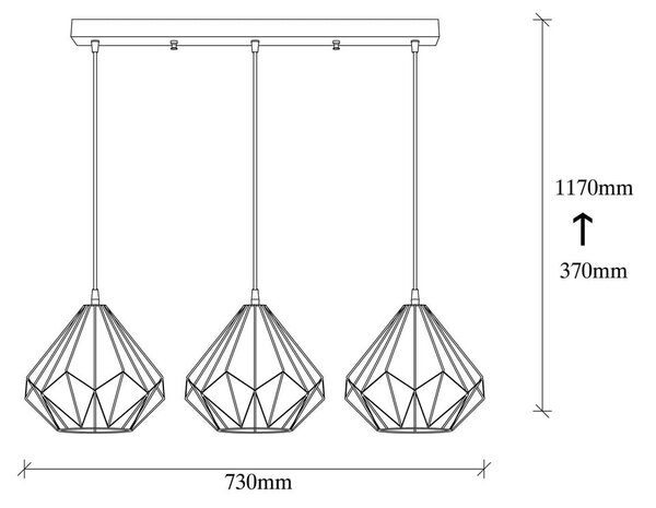 Черно висящо осветително тяло с метален абажур Diamond – Opviq lights